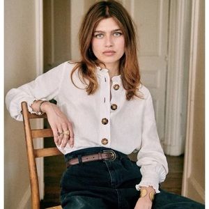 Sézane Khalie Linen Button Blouse size 40/US 8